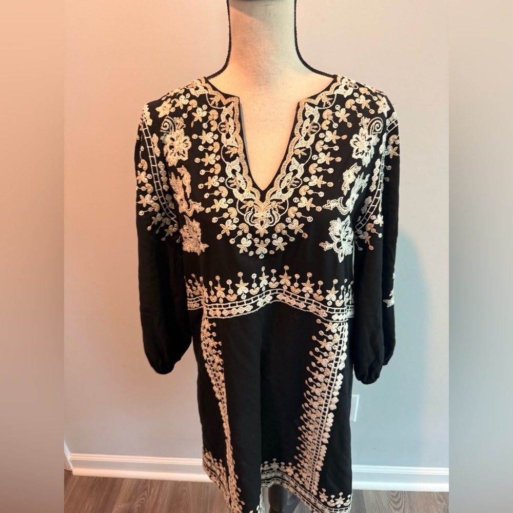 Anthropologie Maeve Embroidered Shiloh Tunic Dress Pockets Women’s s size 6 Boho - Picture 5 of 8